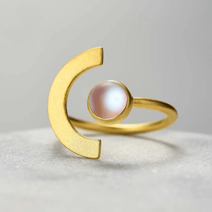 Bague ajustable clair de lune | Argent 925 détails plaqué Or 18K