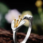 Bague ajustable du colibri | Argent 925 détails plaqué Or 18K