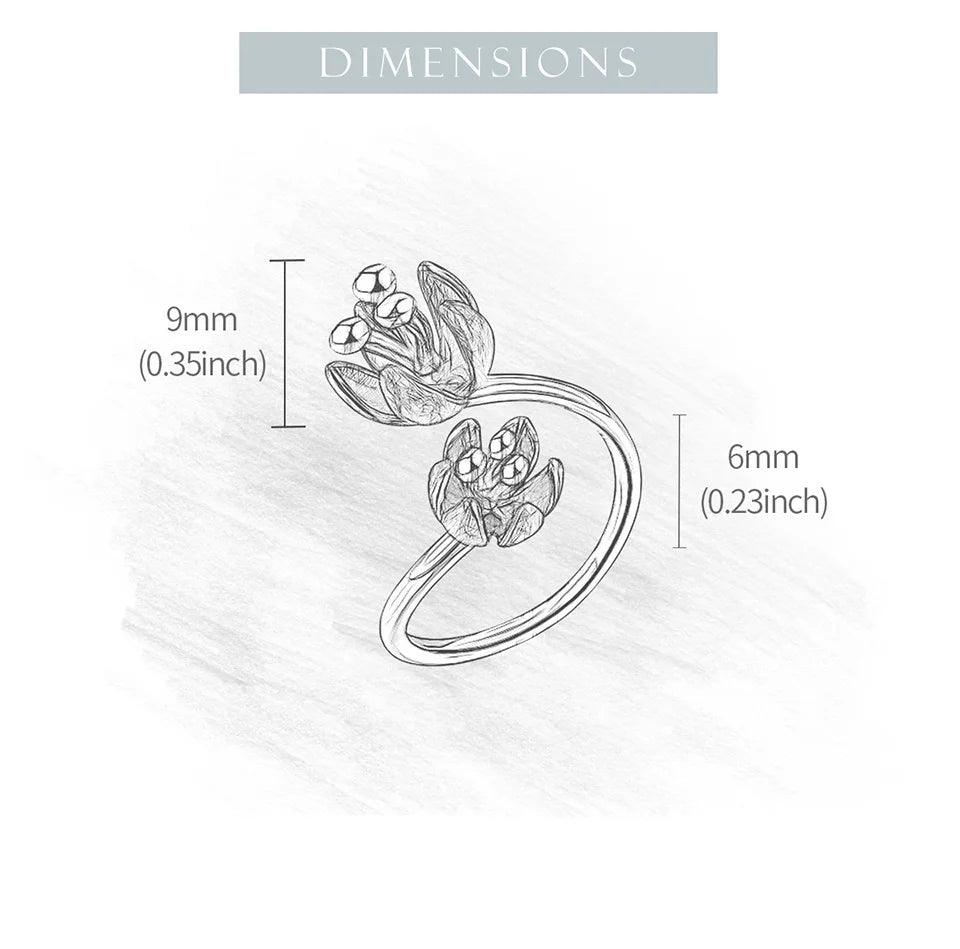 Bague ajustable éclosion de fleur fraiche | Argent 925 détails plaqué Or 18K