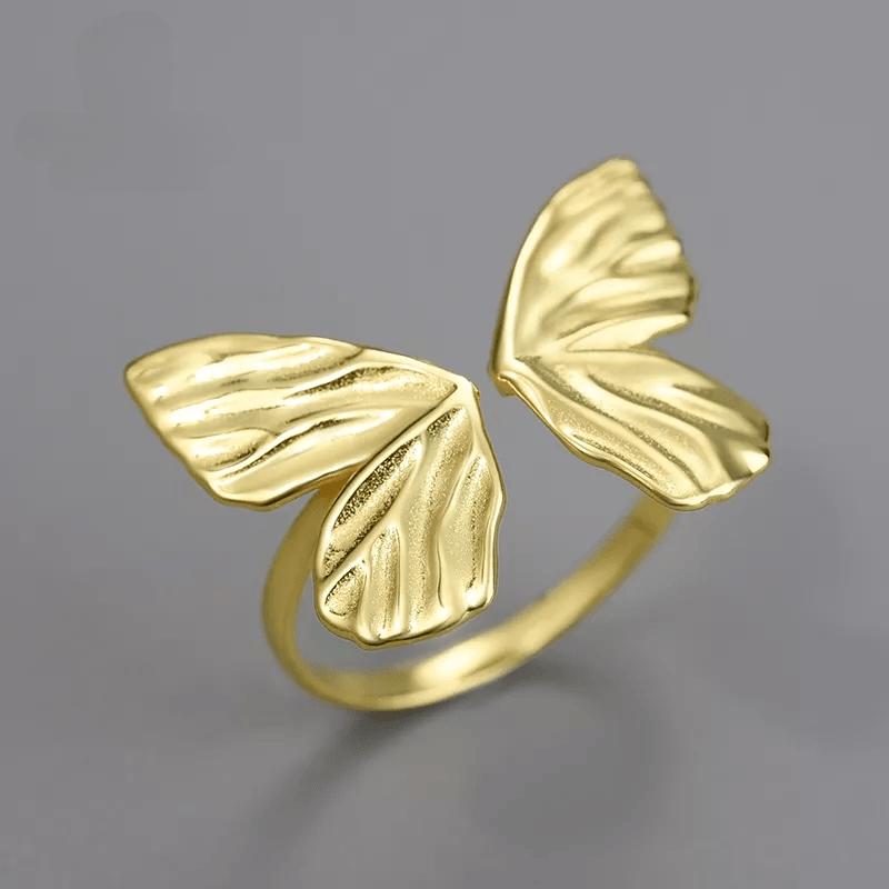 Bague ajustable éveil du papillon | Argent 925 détails plaqué Or 18K