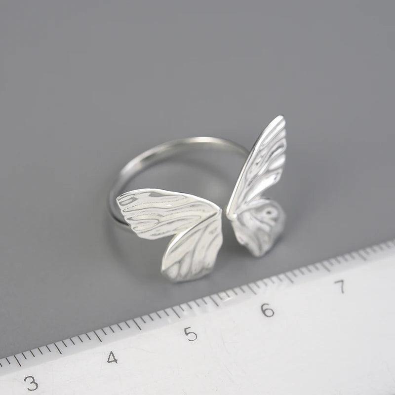 Bague ajustable éveil du papillon | Argent 925 détails plaqué Or 18K