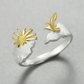 Bague ajustable l'oiseau et le soleil | Argent 925 détails plaqué Or 18K