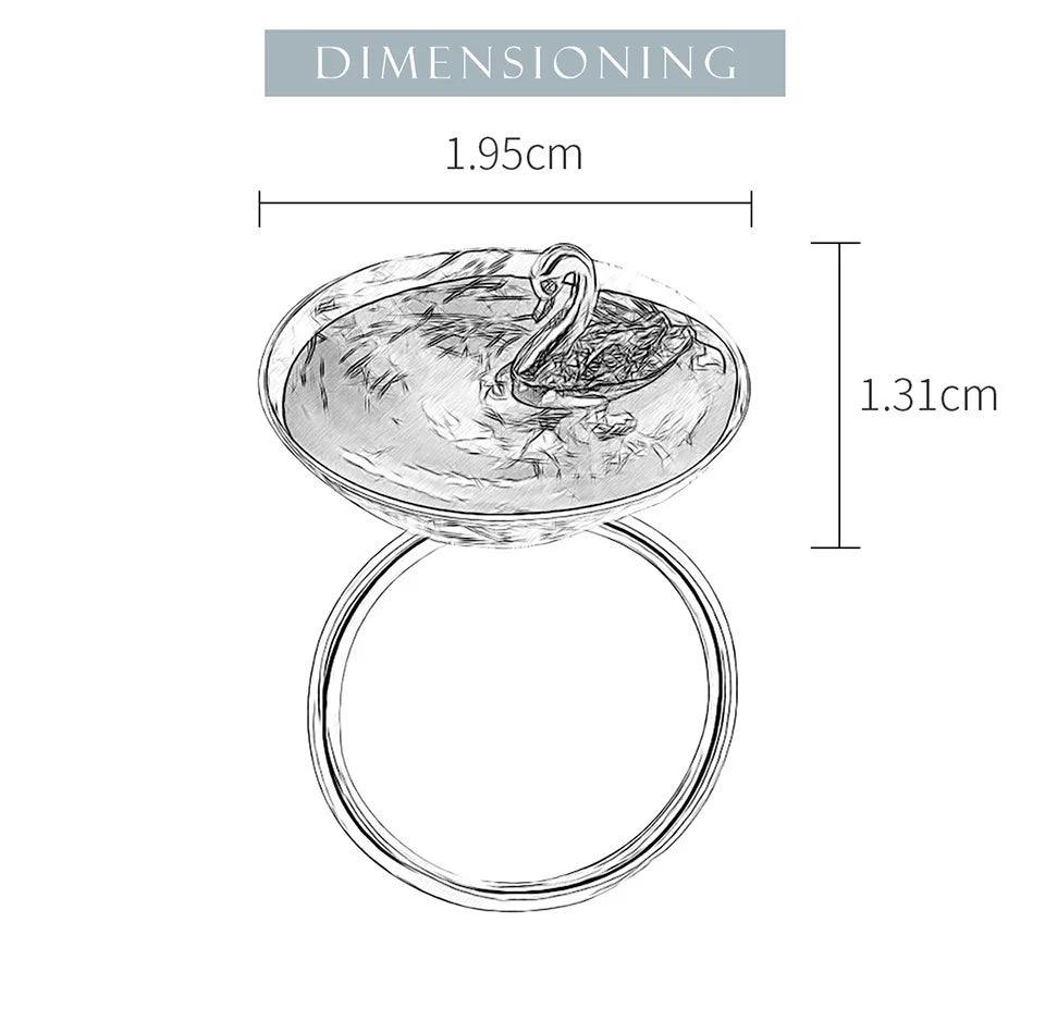 Bague ajustable lac des cygnes | Argent 925 détails plaqué Or 18K