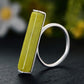 Bague ajustable minimaliste rectangle | Argent 925 pierre serpentine