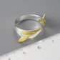 Bague Baleine ajustable | Argent 925 détails plaqué Or 18K