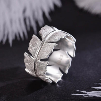 Bague douce plume | Argent 925 détails plaqué Or 18K