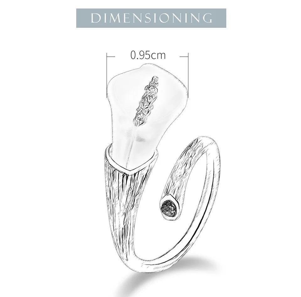 Bague fleur de calla Lily | Argent 925 détails plaqué Or 18K