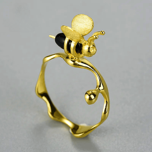 Bague le miel et l'abeille | Argent 925 détails plaqué Or 18K