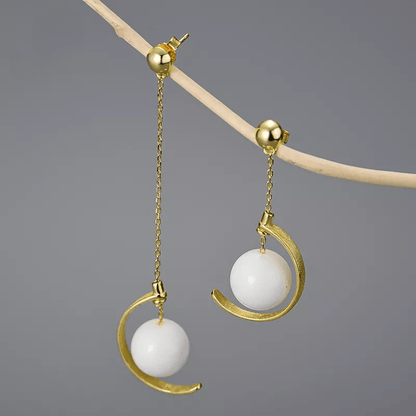 Boucles d'oreilles astre lunaire | Argent 925 détails plaqué Or 18K