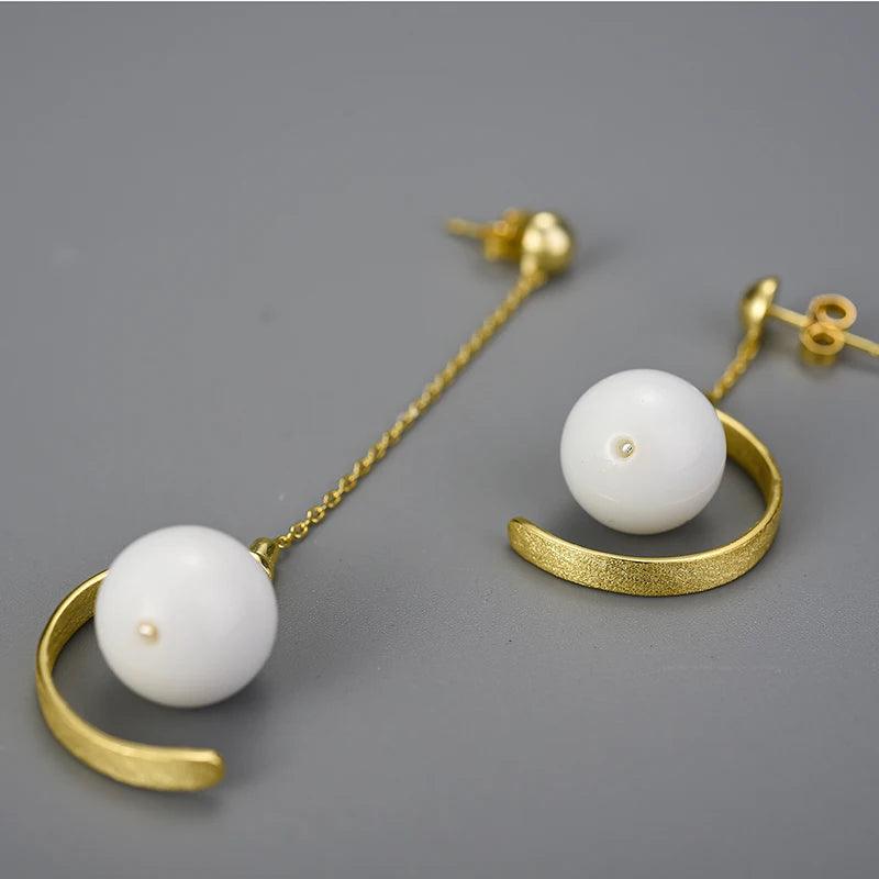 Boucles d'oreilles astre lunaire | Argent 925 détails plaqué Or 18K