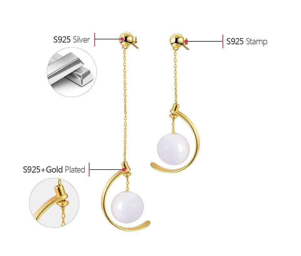 Boucles d'oreilles astre lunaire | Argent 925 détails plaqué Or 18K