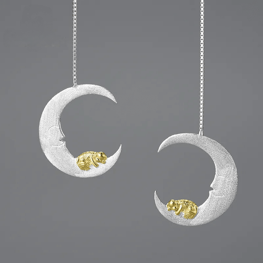 Boucles d'oreilles clair de lune | Argent 925 détails plaqué Or 18K