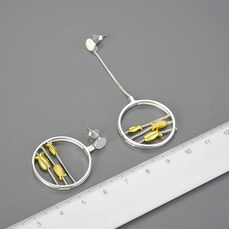 Boucles d'oreilles comme un poisson | Argent 925 détails plaqué Or 18K