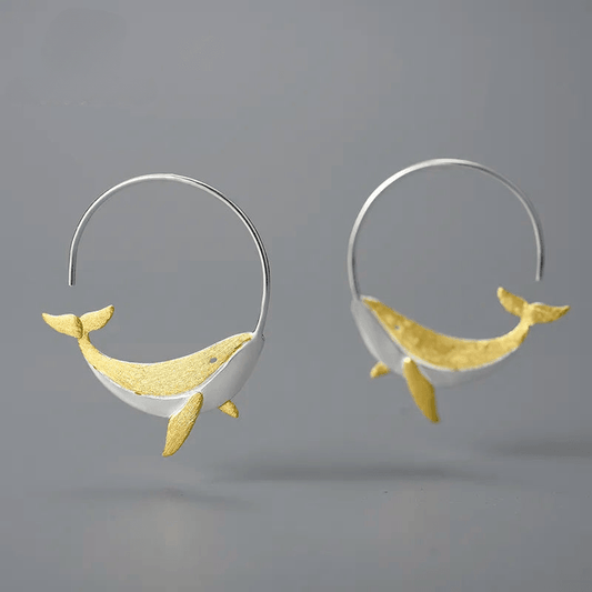 Boucles d'oreilles créoles baleine | Argent 925 détails plaqué Or 18K