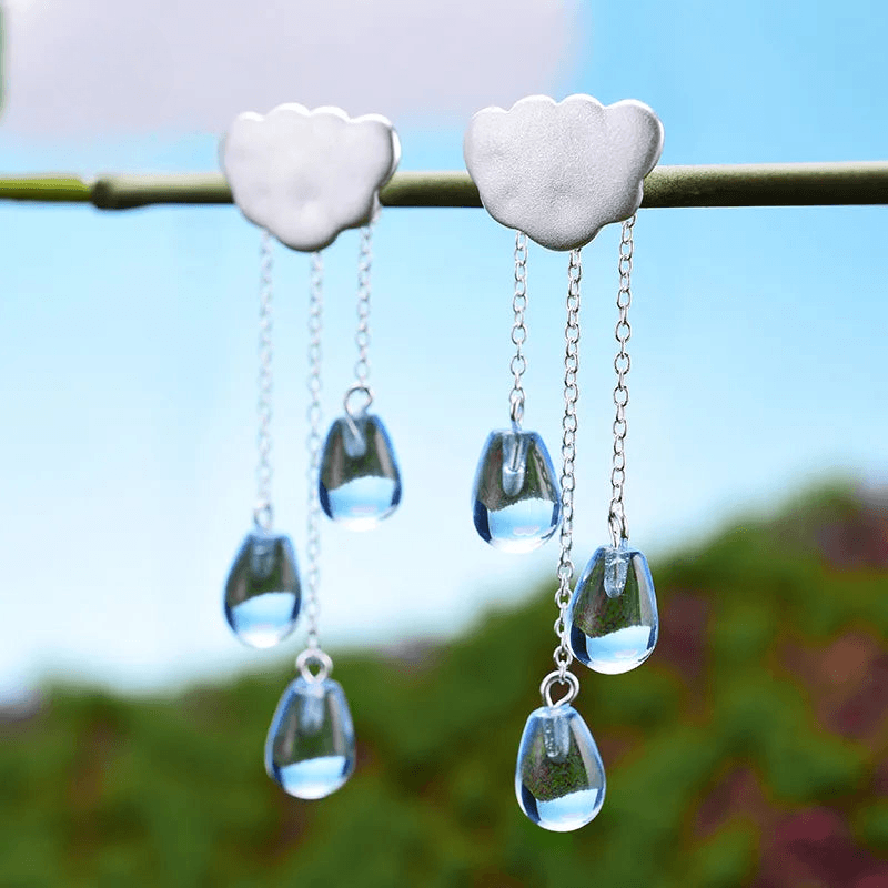 Boucles d'oreilles crystal de pluie | Argent 925 détails plaqué Or 18K