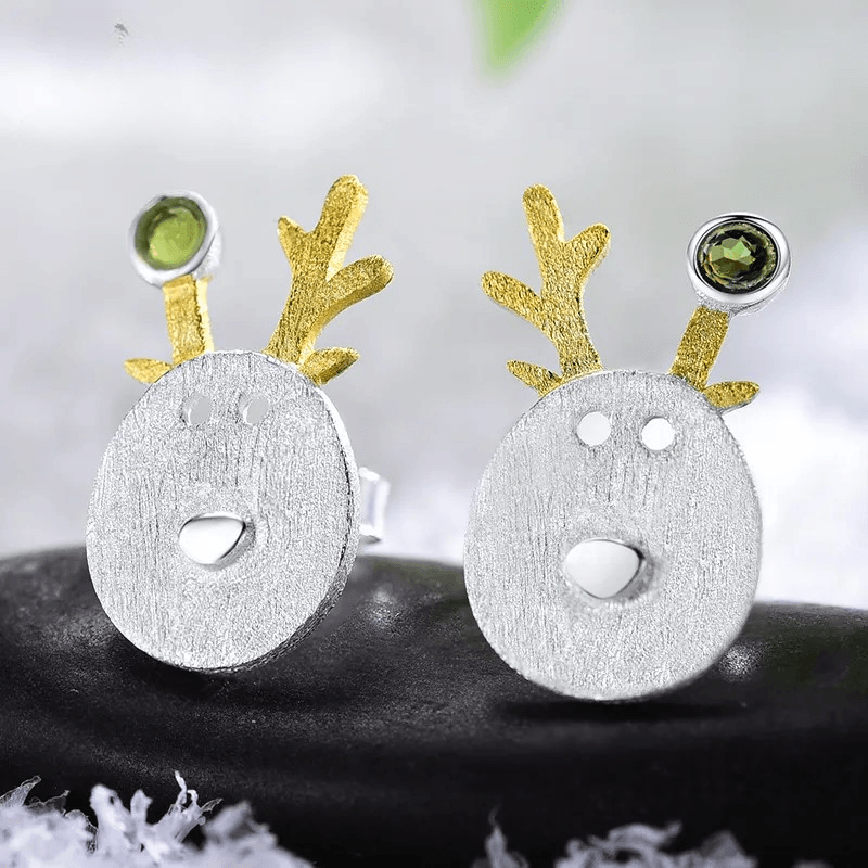 Boucles d'oreilles de Noël |Argent détails plaqué Or 18K