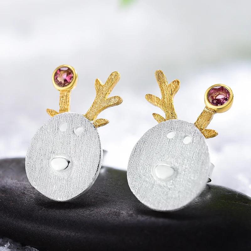 Boucles d'oreilles de Noël |Argent détails plaqué Or 18K