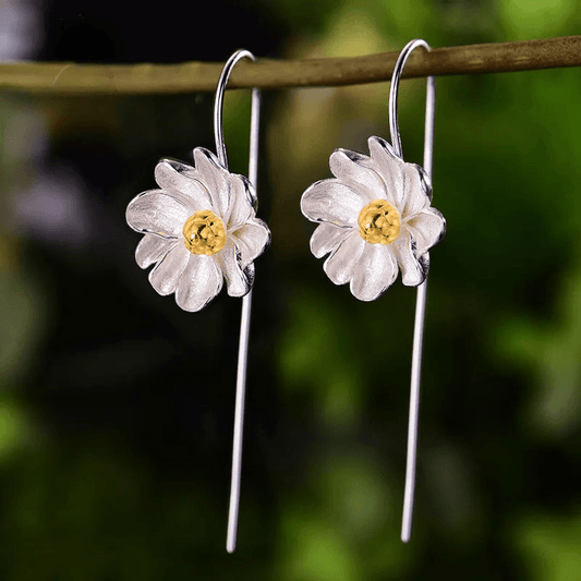 Boucles d'oreilles jasmin délicat | Argent 925 détails plaqué Or 18K