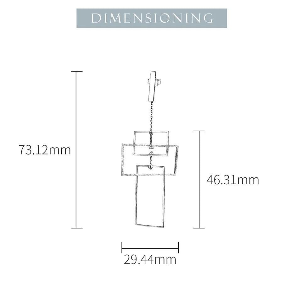 Boucles d'oreilles design rectangulaire | Argent 925 détails plaqué Or 18K