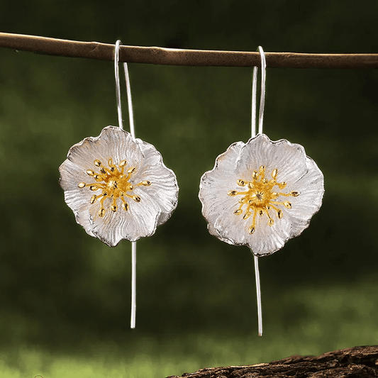 Boucles d'oreilles éclat de Coquelicot | Argent 925 détails plaqué Or 18K