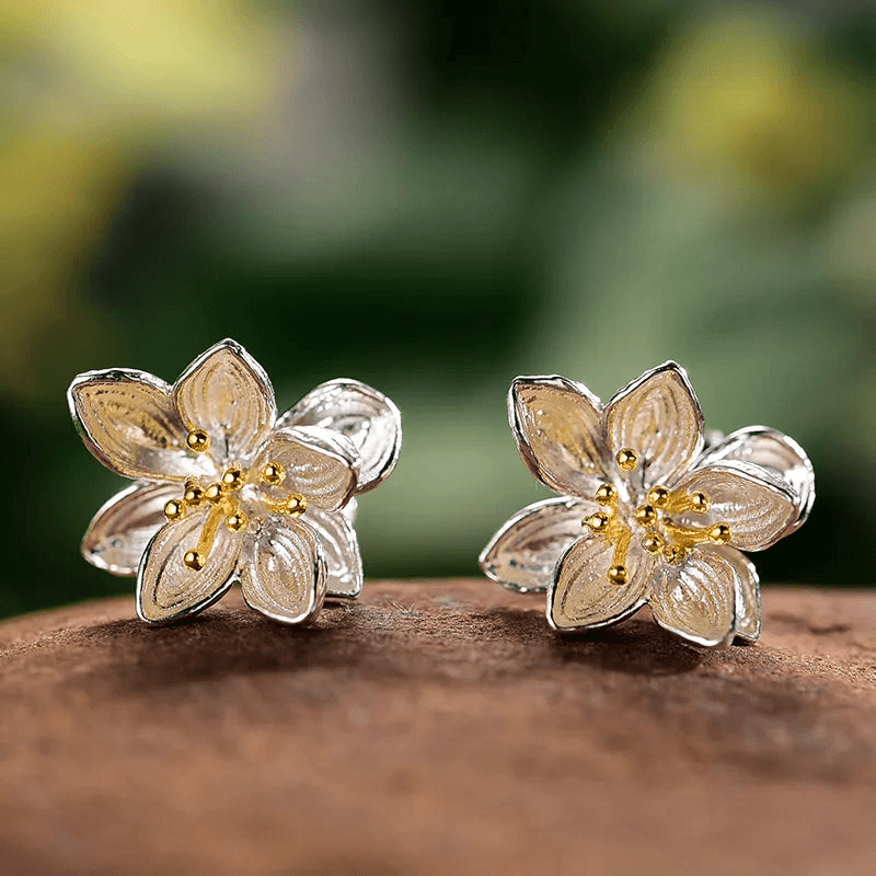 Boucles d'oreilles éclat de Lotus | Argent 925 détails plaqué Or 18K