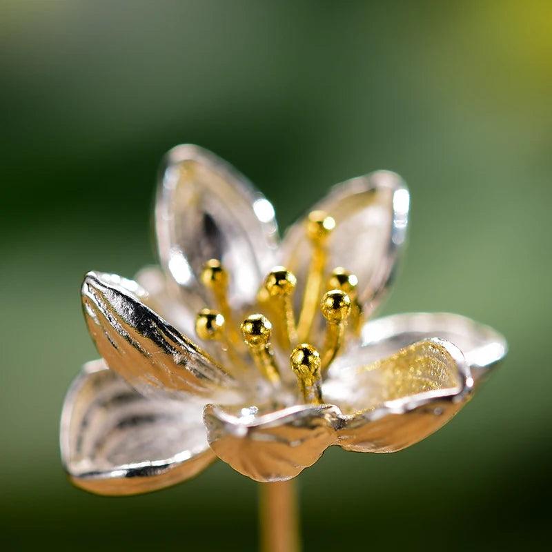 Boucles d'oreilles éclat de Lotus | Argent 925 détails plaqué Or 18K