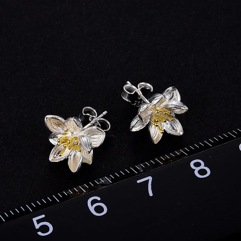 Boucles d'oreilles éclat de Lotus | Argent 925 détails plaqué Or 18K