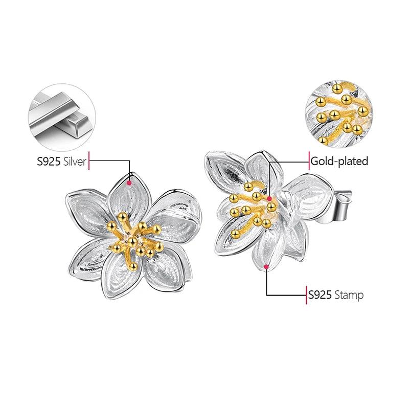 Boucles d'oreilles éclat de Lotus | Argent 925 détails plaqué Or 18K