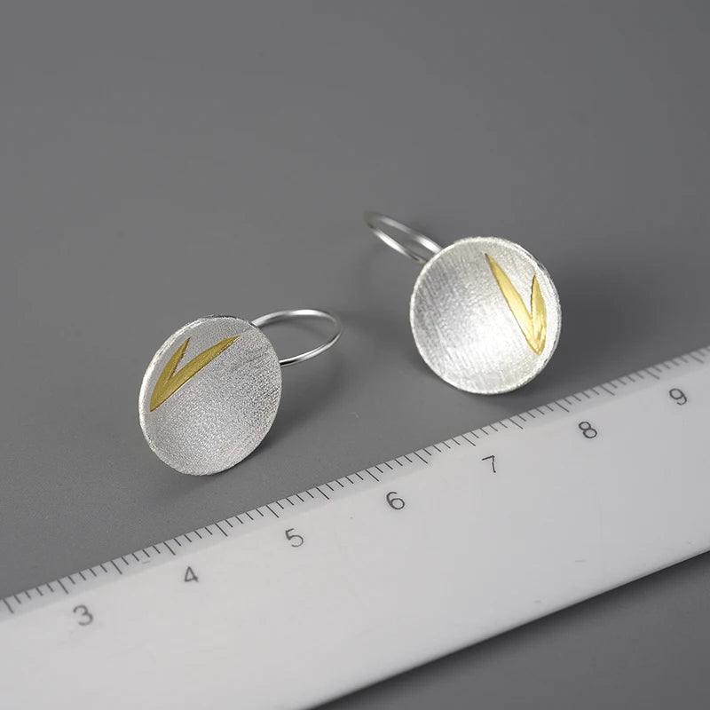 Boucles d'oreilles feuilles de bambou | Argent 925 détails plaqué Or 18K