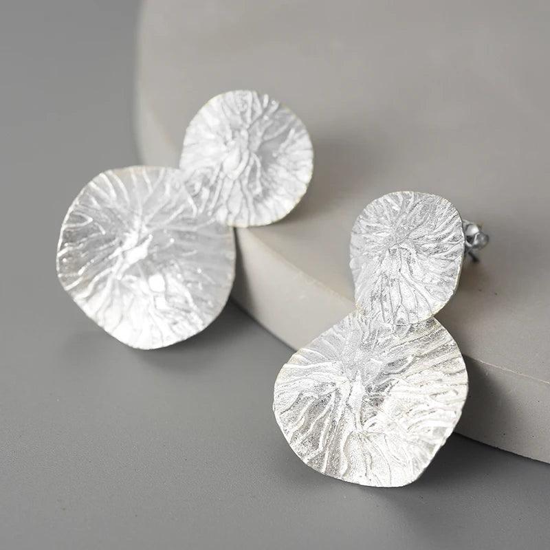 Boucles d'oreilles feuilles de lotus | Argent 925 détails plaqué Or 18K