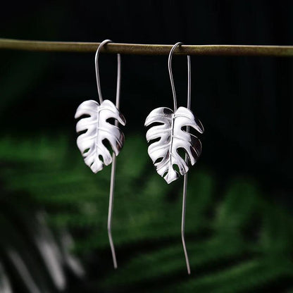 Boucles d'oreilles feuilles Monstera | Argent 925 détails plaqué Or 18K