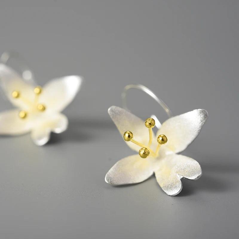 Boucles d'oreilles Fleur de l'Élégance | Argent 925 détails plaqué Or 18K