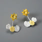 Boucles d'oreilles fleur de nénuphar | Argent 925 détails plaqué Or 18K