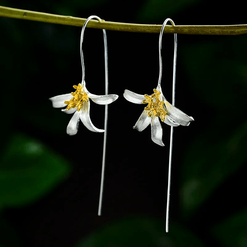 Boucles d'oreilles fleur Osmanthus | Argent 925 détails plaqué Or 18K