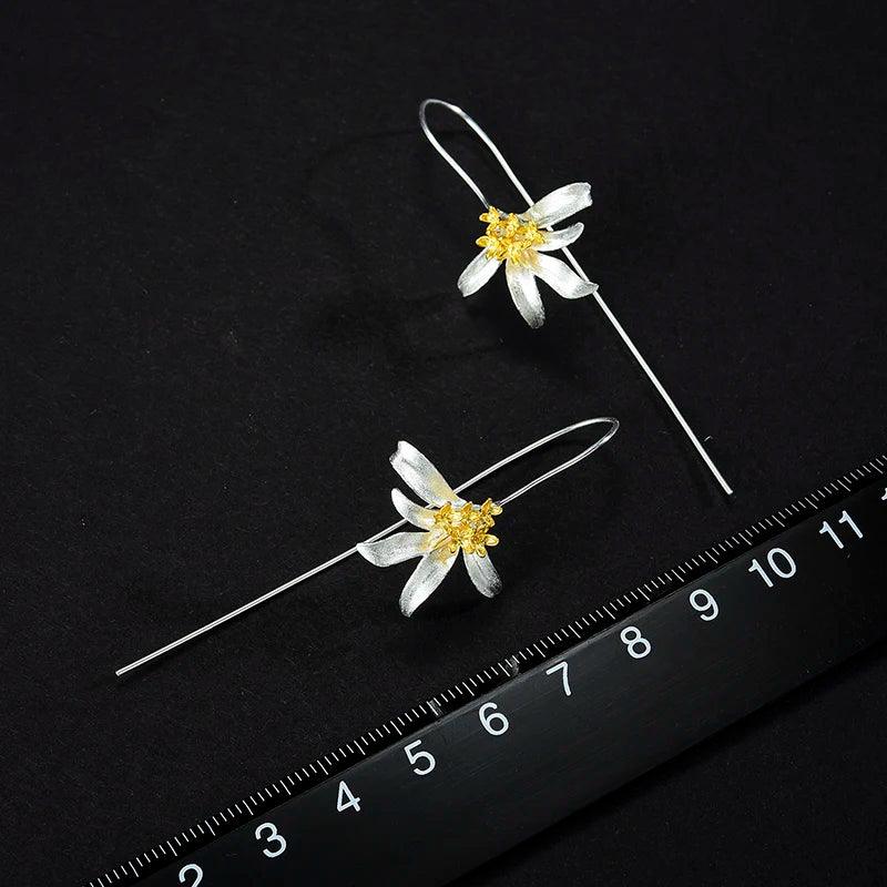 Boucles d'oreilles fleur Osmanthus | Argent 925 détails plaqué Or 18K