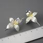 Boucles d'oreilles fleurs élégantes | Argent 925 détails plaqué Or 18K