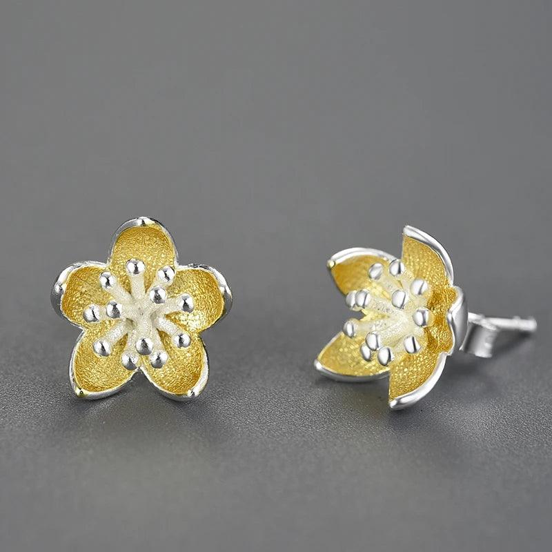 Boucles d'oreilles fleurs fraiches | Argent 925 détails plaqué Or 18K