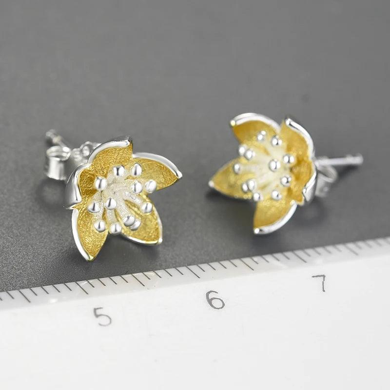 Boucles d'oreilles fleurs fraiches | Argent 925 détails plaqué Or 18K