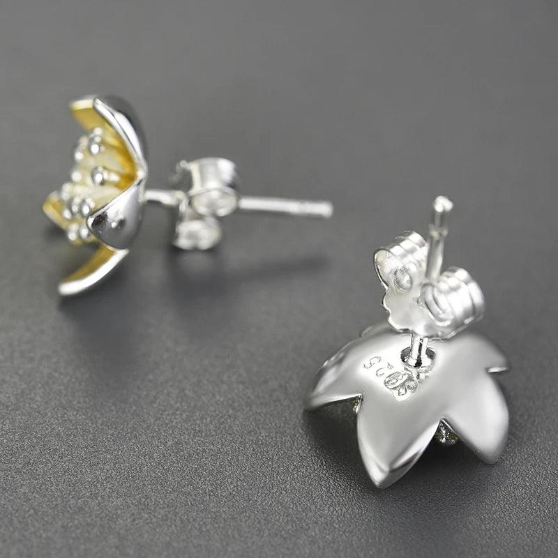 Boucles d'oreilles fleurs fraiches | Argent 925 détails plaqué Or 18K