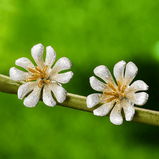 Boucles d'oreilles fleurs sauvages | Argent 925 détails plaqué Or 18K