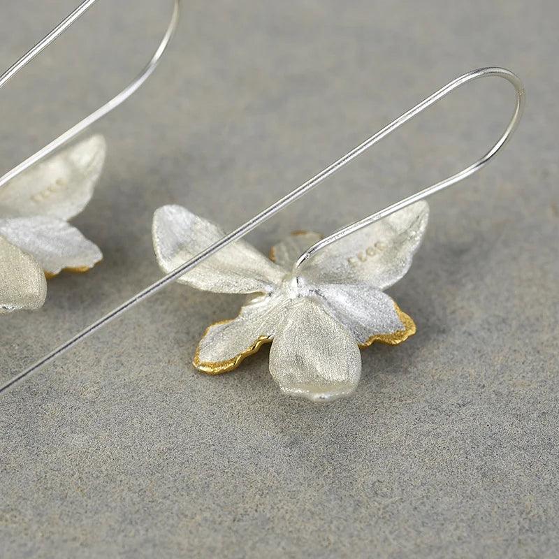 Boucles d'oreilles Floraison d'Iris | Argent 925 détails plaqué Or 18K