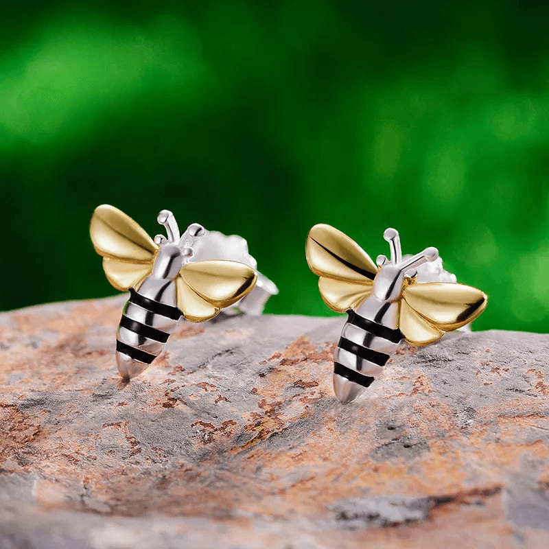 Boucles d'oreilles Gold Honey Bee | Argent 925 détails plaqué Or 18K