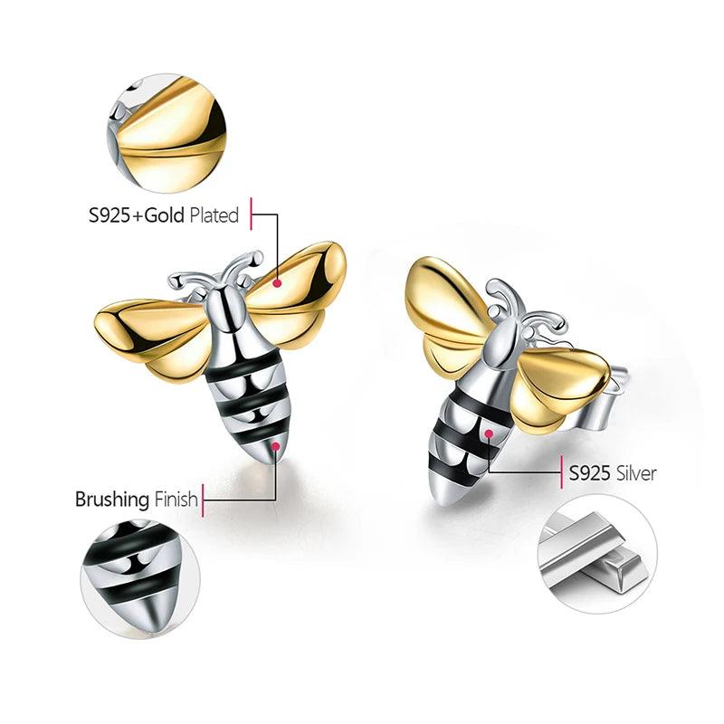 Boucles d'oreilles Gold Honey Bee | Argent 925 détails plaqué Or 18K