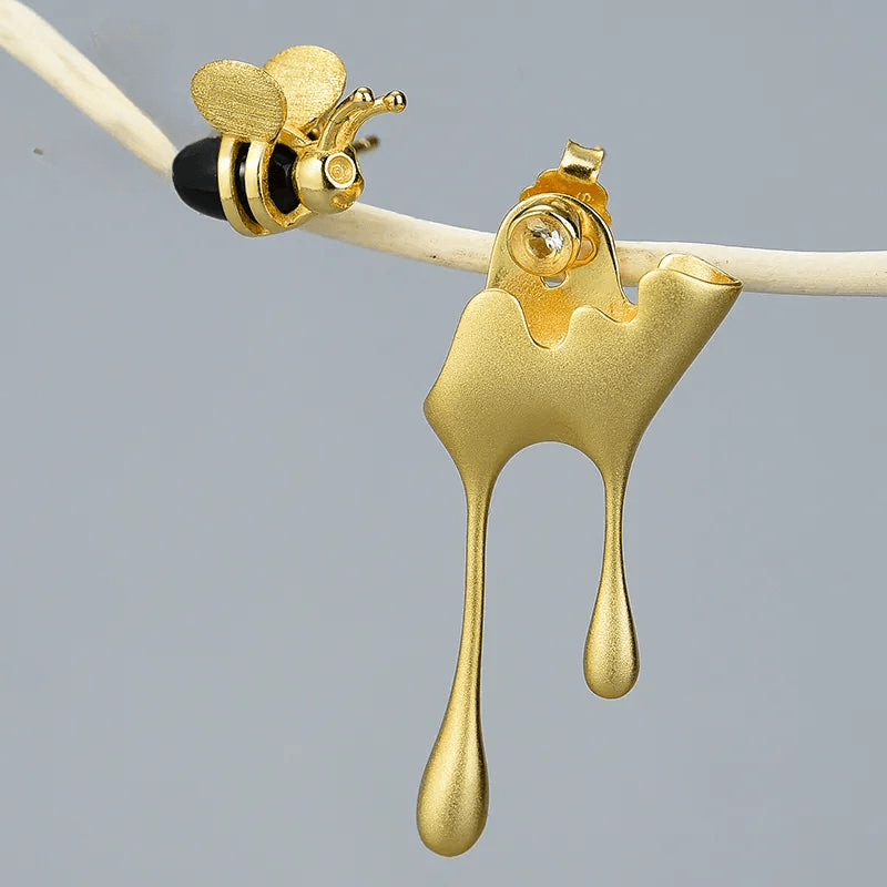 Boucles d'oreilles honey drip | Argent 925 détails plaqué Or 18K