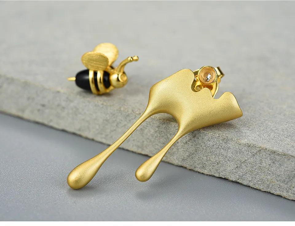 Boucles d'oreilles honey drip | Argent 925 détails plaqué Or 18K