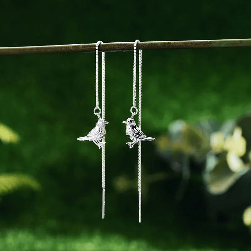 Boucles d'oreilles jeunes oiseaux | Argent 925 détails plaqué Or 18K