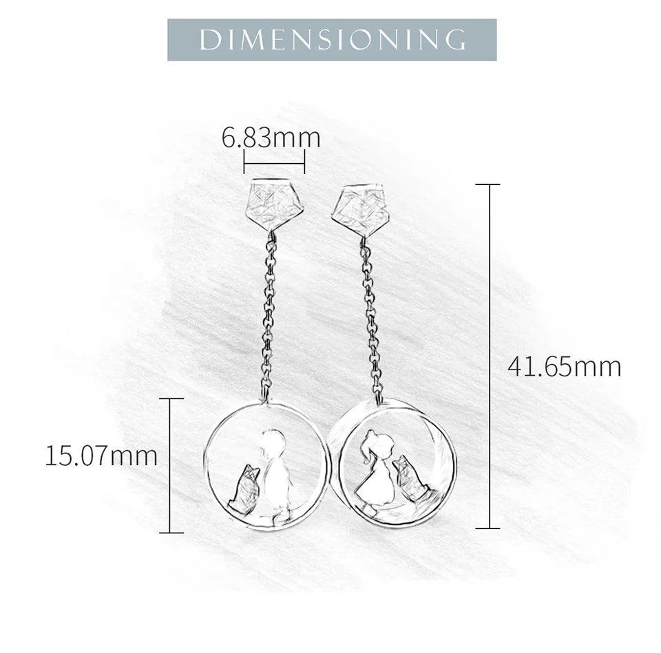 Boucles d'oreilles le chat et l'enfant | Argent 925 détails plaqué Or 18K