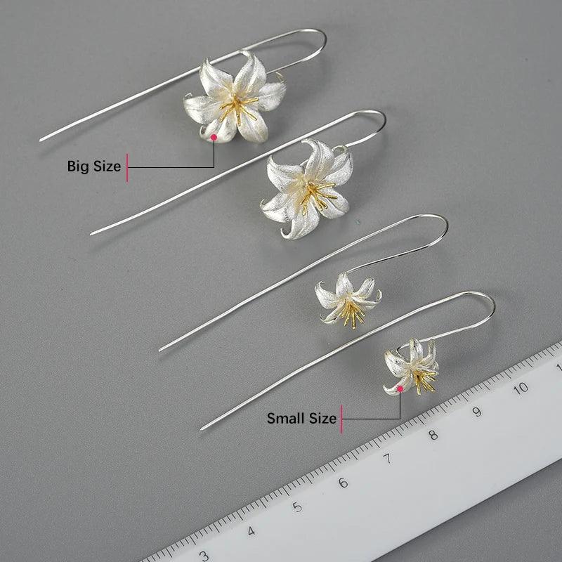 Boucles d'oreilles Lily Flower | Argent 925 détails plaqué Or 18K