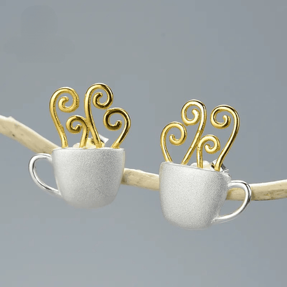 Boucles d'oreilles matin délicat | Argent 925 détails plaqué Or 18K