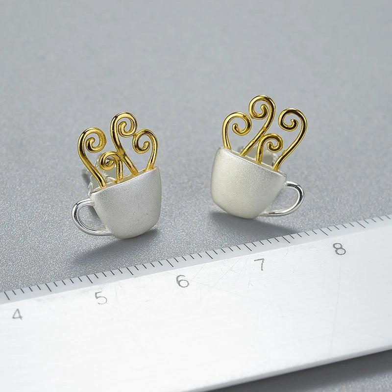 Boucles d'oreilles matin délicat | Argent 925 détails plaqué Or 18K